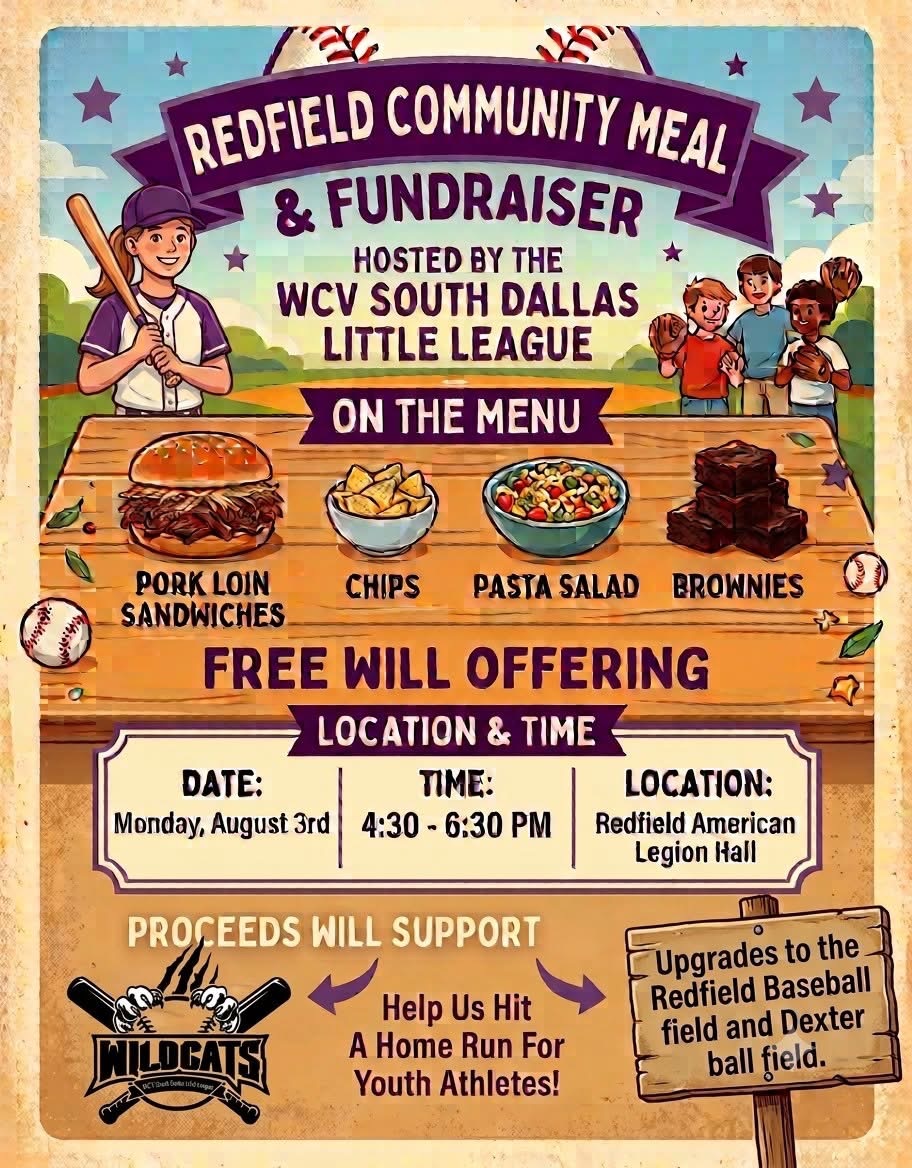 Community Meals Flyer for WCV South Dallas Little League