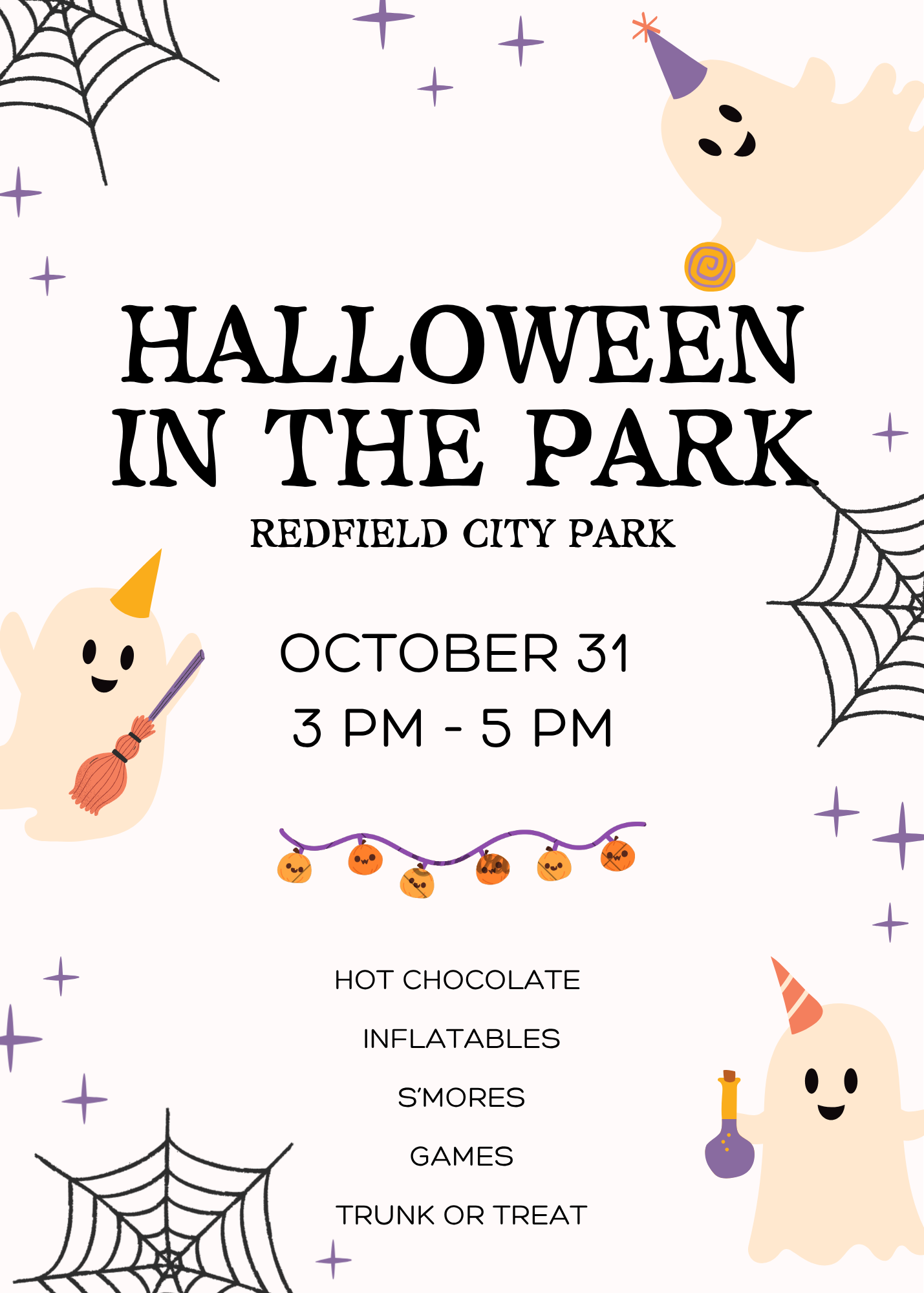 Halloween in the Park event flyer in Redfield, Iowa, October 31, 2026